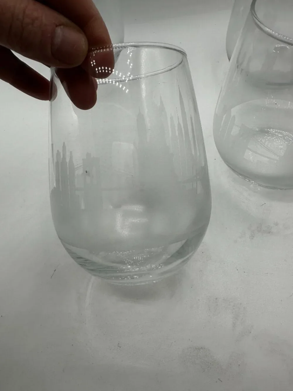NEW Urban & Etched New York City Etched Stemless Wine Glass - Set of 4